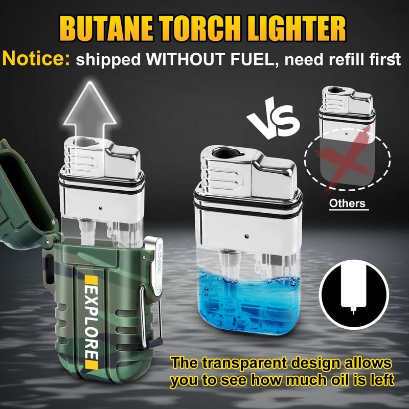 LCFUN 2 Pack Waterproof Lighters, Outdoor Windproof Torch Lighters Butane Refillable - NO Buatne, Electric Dual Arc Plasma Lighter USB Rechargeable Matches, Christmas Stocking Stuffers Survival Gifts - Image 4